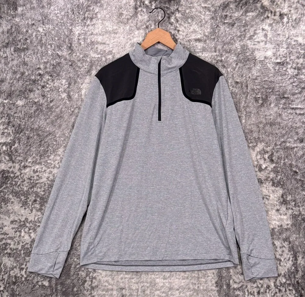 The North Face Shirt Large Mens Flashdry XD Gray 1/4 Zip Pullover Lightweight